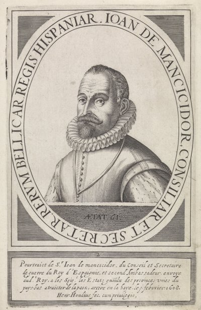 Juan de Mancicidor, from Belgiae Pacificatorum Vera Delineatio (1608) by Hendrik I Hondius